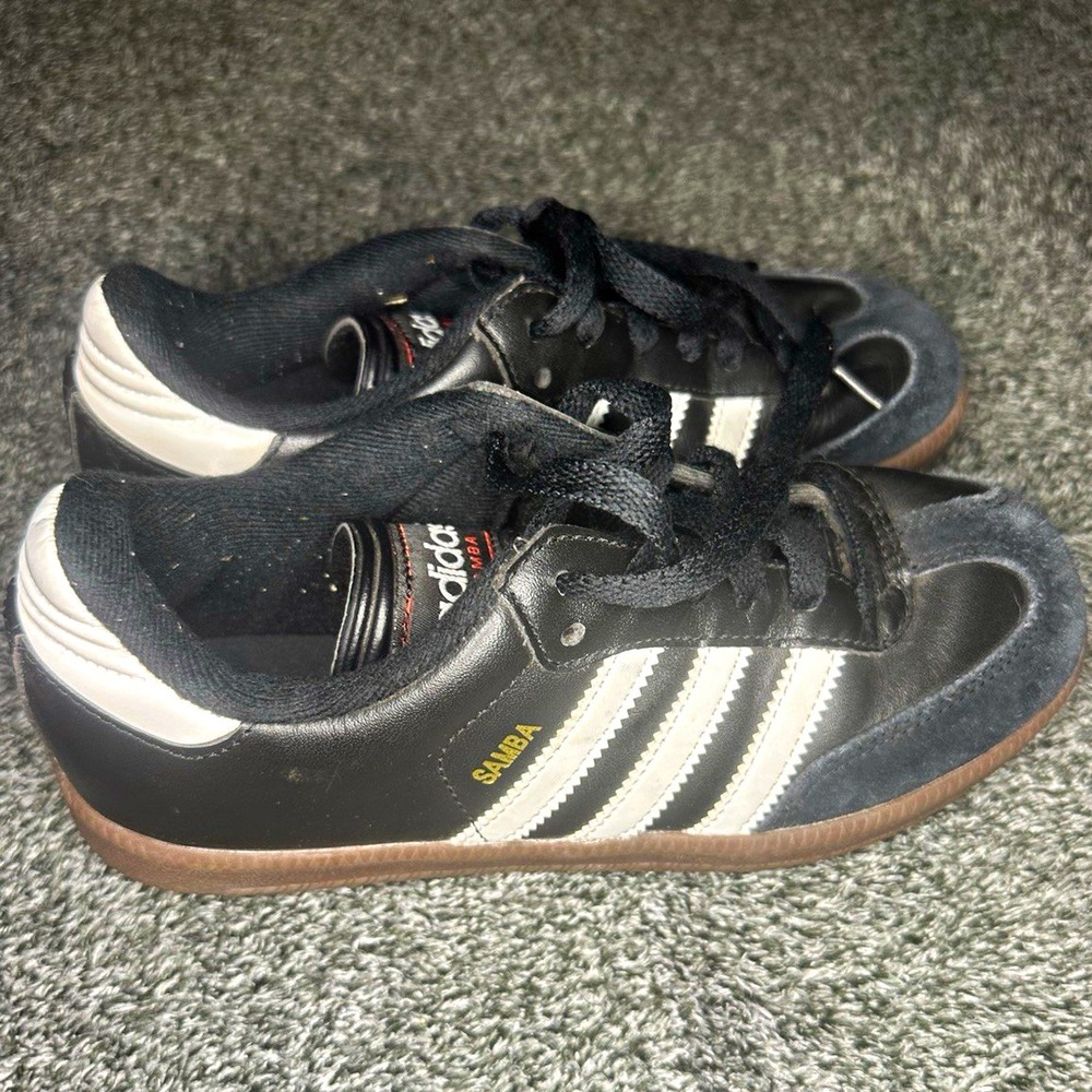 Adidas Samba Youth 3.5 Women's 5 Black White Gum Leather Suede Sneakers